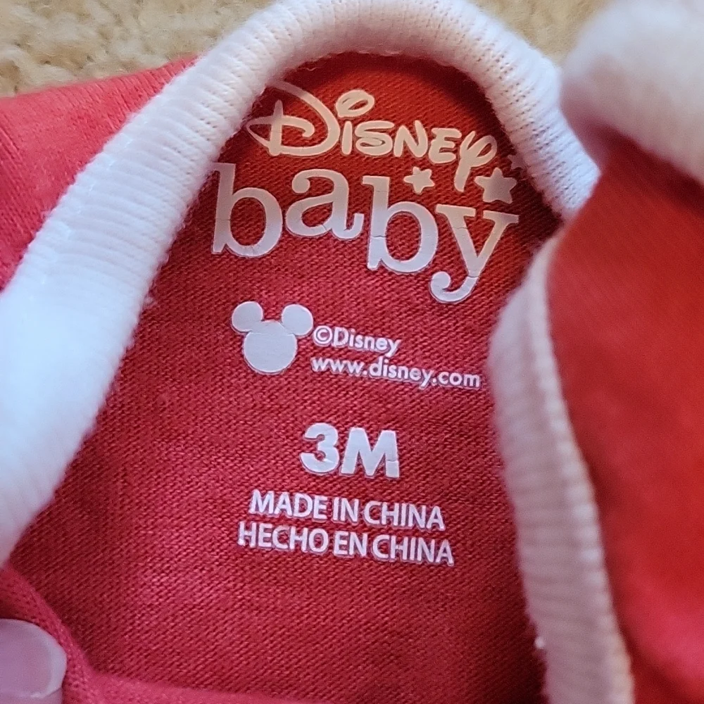 Disney Baby M is for Mickey Onesie 3 Months Red White Black
